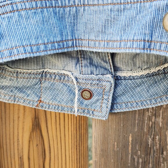 Anthropologie Pilcro Letterpresss Light Wash Pin Striped Denim Jacket Women’s XS - Picture 5 of 8